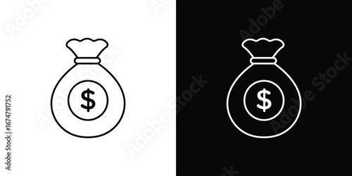 Money bag icon symbols. Simple pictograms for web sites and mobile app