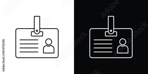 ID badge icon symbols. Simple pictograms for web sites and mobile app