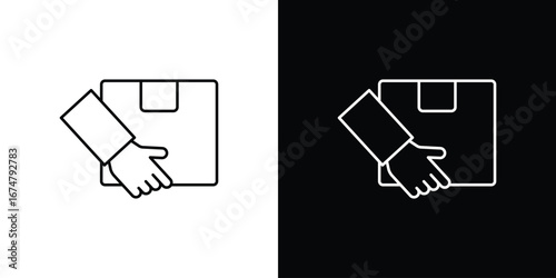Hand holding box icon symbols. Simple pictograms for web sites and mobile app