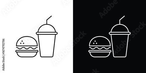 Hamburger soda icon symbols. Simple pictograms for web sites and mobile app