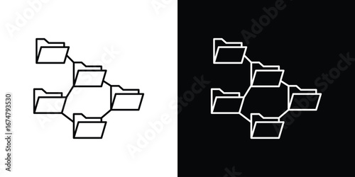 Folder tree icon symbols. Simple pictograms for web sites and mobile app