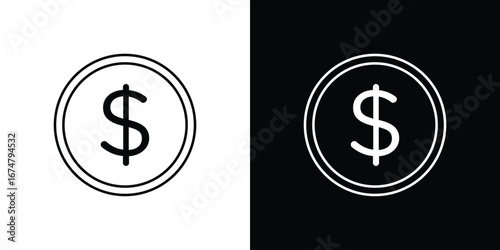 Dollar icon symbols. Simple pictograms for web sites and mobile app