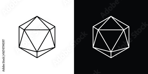Dice d20 icon symbols. Simple pictograms for web sites and mobile app