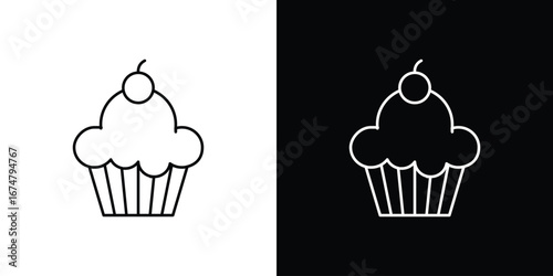 Cupcake icon symbols. Simple pictograms for web sites and mobile app