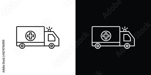 Ambulance icon symbols. Simple pictograms for web sites and mobile app