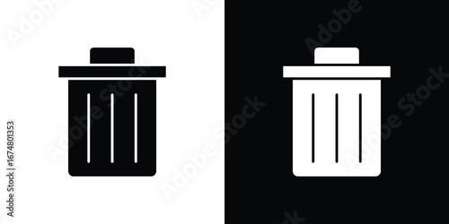 Trash icon collection flat style - stock vector.