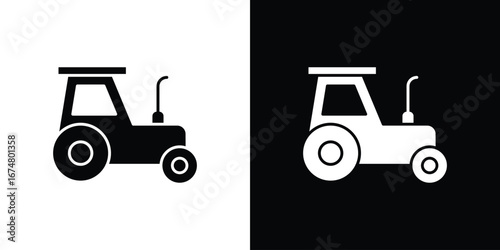Tractor icon collection flat style - stock vector.