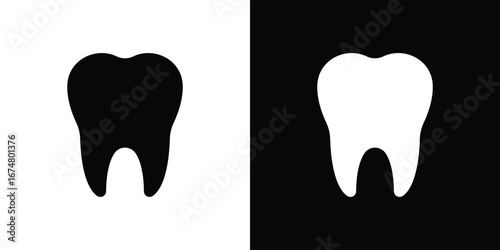 Tooth icon collection flat style - stock vector.