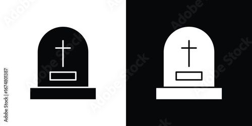 Tombstone icon collection flat style - stock vector.