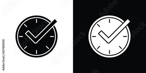 Time check icon collection flat style - stock vector.