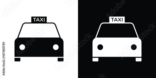 Taxi icon collection flat style - stock vector.