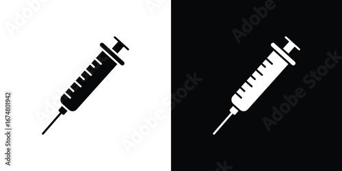 Syringe icon collection flat style - stock vector.
