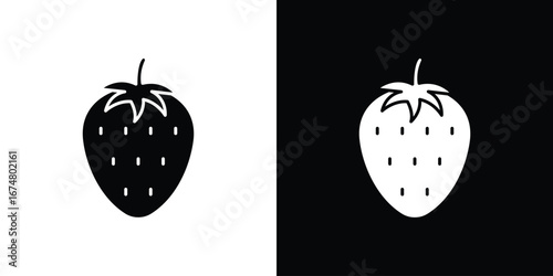 Strawberry icon collection flat style - stock vector.