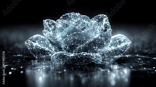 Crystallized Rose, Sparkling Water Flower Abstract Macro Photography
