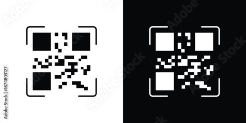 Qrcode icon collection flat style - stock vector.