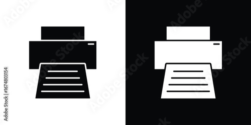 Print icon collection flat style - stock vector.