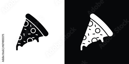 Pizza slice icon collection flat style - stock vector.