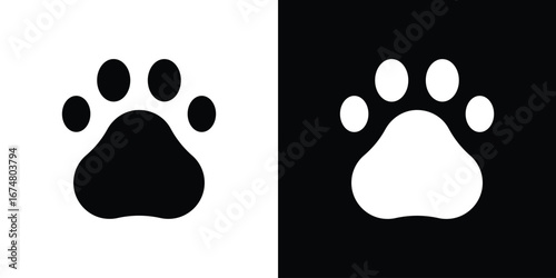 Paw icon collection flat style - stock vector.