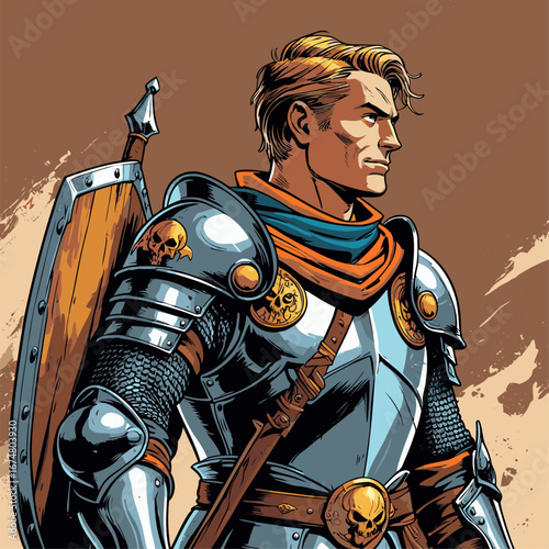 vector of soldiers wearing armor and carrying shields