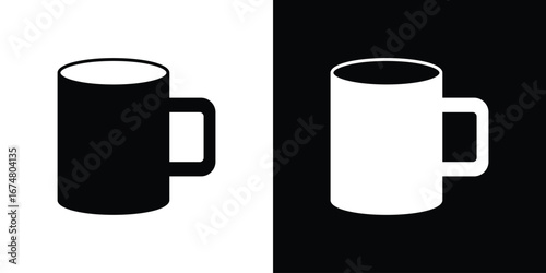 Mug icon collection flat style - stock vector.