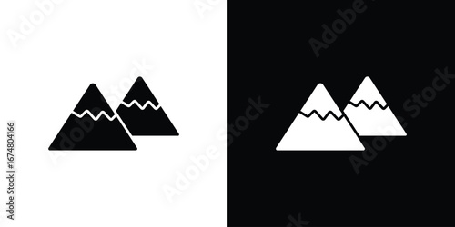 Mountains icon collection flat style - stock vector.