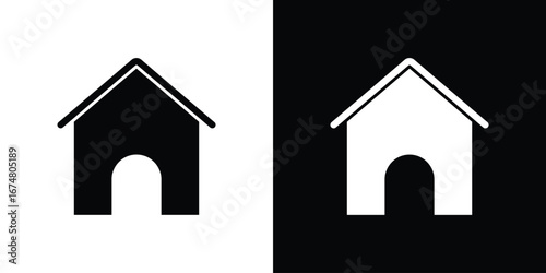 Home icon collection flat style - stock vector.