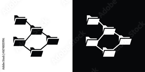 Folder tree icon collection flat style - stock vector.