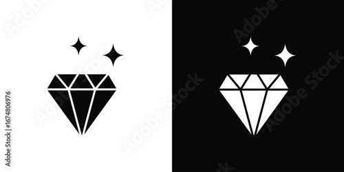 Diamond icon collection flat style - stock vector.