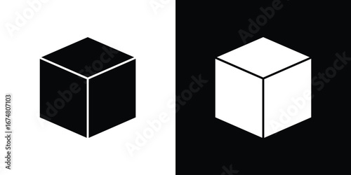 Cube icon collection flat style - stock vector.