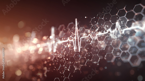 Abstract visualization of a vibrant EKG heart rhythm, symbolizing medical technology and scientific innovation on a futuristic background