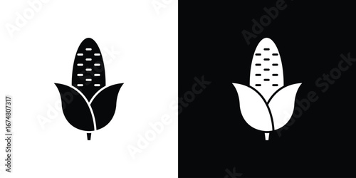 Corn icon collection flat style - stock vector.