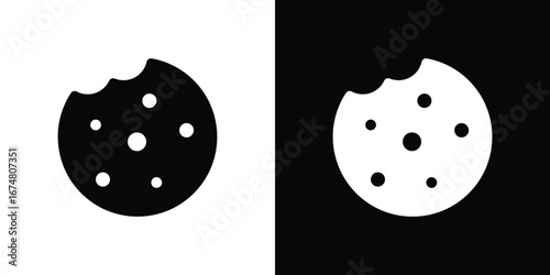 Cookie icon collection flat style - stock vector.