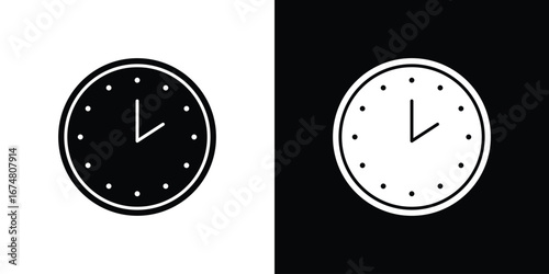 Clock two icon collection flat style - stock vector.