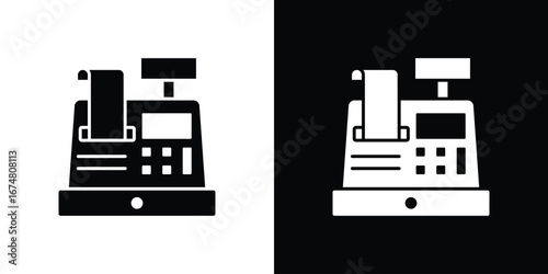 Cash register icon collection flat style - stock vector.