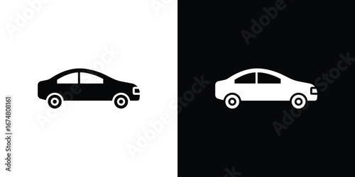 Car side view icon collection flat style - stock vector.