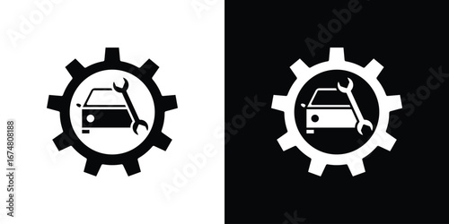 Car mechanic icon collection flat style - stock vector.