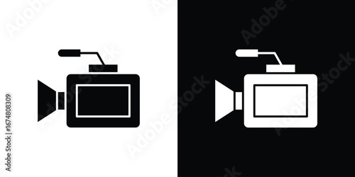 Camcorder icon collection flat style - stock vector.