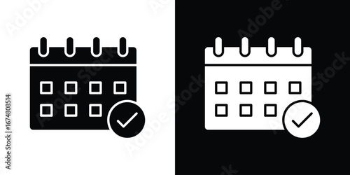 Calendar check icon collection flat style - stock vector.
