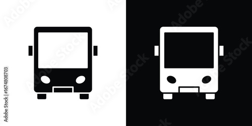 Bus icon collection flat style - stock vector.