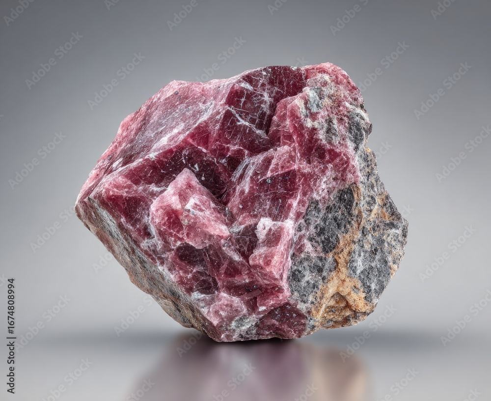 Fototapeta premium Rough, reddish-pink mineral specimen