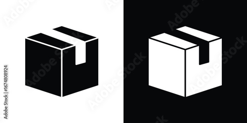 Box icon collection flat style - stock vector.