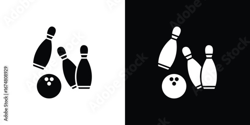 Bowling icon collection flat style - stock vector.