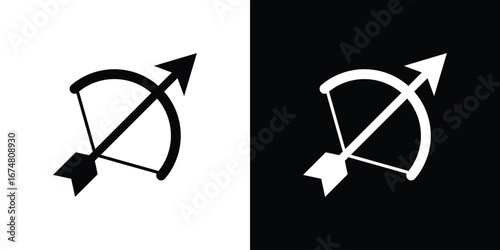 Bow arrow icon collection flat style - stock vector.