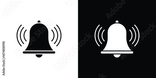 Bell ring icon collection flat style - stock vector.