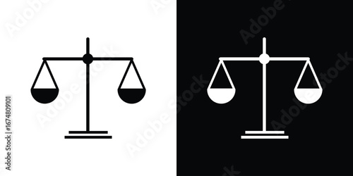 Balance scale icon collection flat style - stock vector.