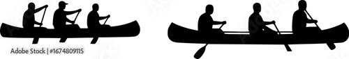 people on canoe silhouette vector
