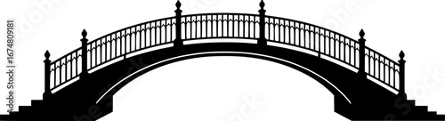 a decorative curved bridge silhouette vector
