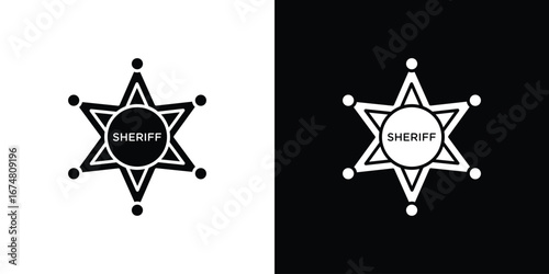 Badge Sheriff icon collection flat style - stock vector.