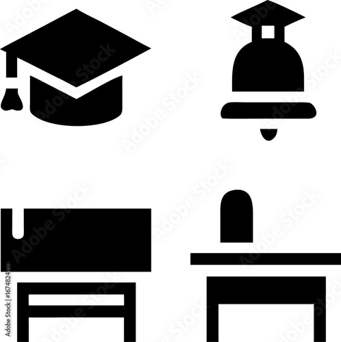 Academic achievements and higher education shown by graduation cap and school desk, perfect for back to school season