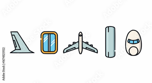 Aviation vector object and icon airplane parts illustration for aviation enthusiasts and travel industry professionals design resource